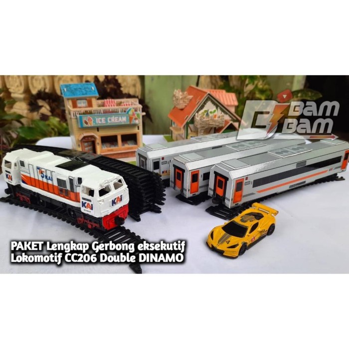 FLASH SALE MAINAN KERETA API INDONESIA / PAKET LOKOMOTIF CC206 DOUBLE DINAMO + TERMURAH