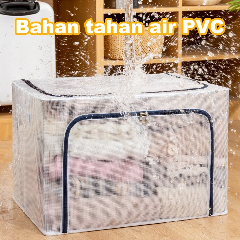 Storage Box Organizer Besar Kotak Yimpanan Lipat Transparant Large Box Storage Baju Tempat Pakaian