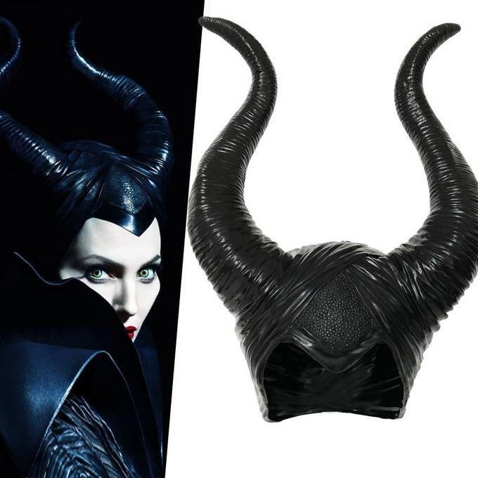 yang dicari] topeng halloween latex wanita maleficent party devil demon horn mask