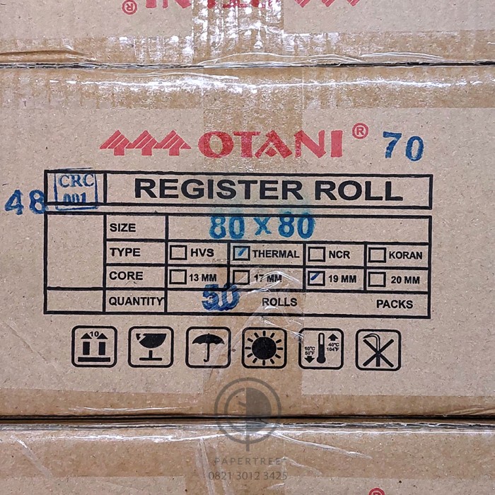 

[DUS/50Rolls] Register Rolls/Kertas Struk Thermal Otani Uk. 80x80 mm BRG BARU