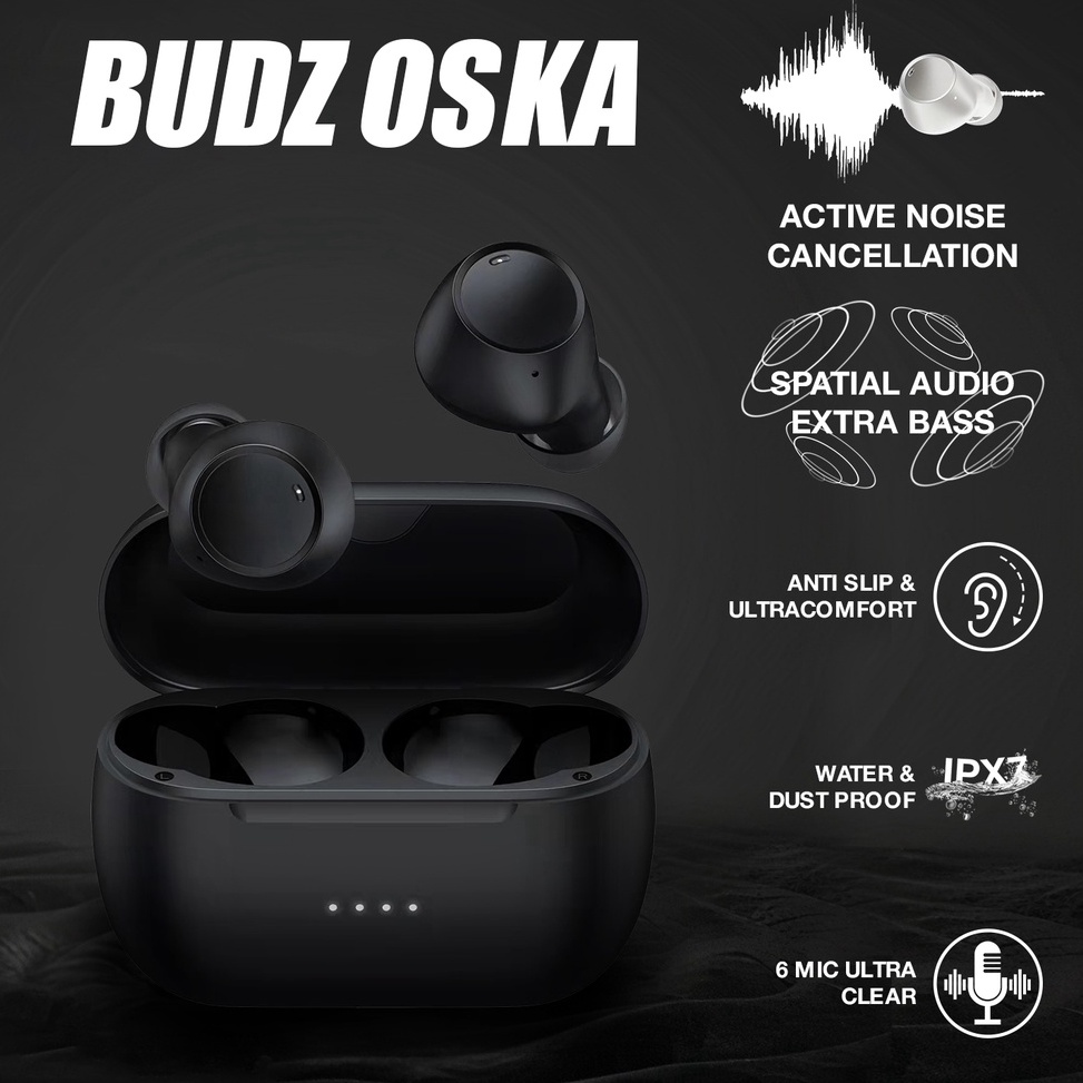 ✾CJH Budz Oska Earphone Wireless TWS Bluetooth Headset Gaming Sport Hifi Aptx Qualcomm In Ear Mic ✻ 