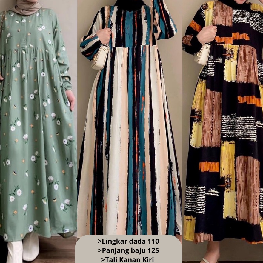 Import Terlaris Midi Dress Rayon Viscose / Midi Dress Busui Friendly Premium grosir