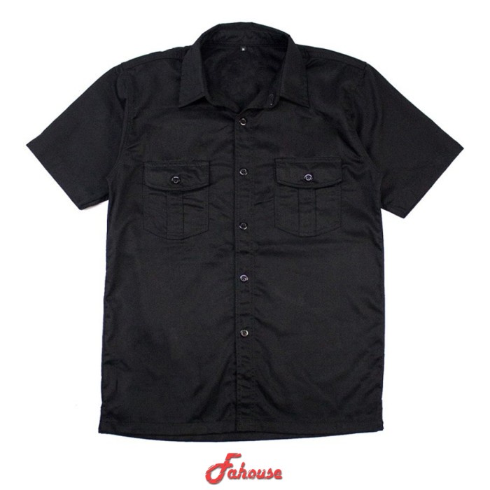 Hards Basic Workshirt Short/Kemeja Polos Lengan Pendek Japan Drill