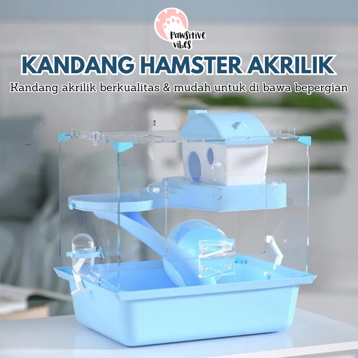 Bestseller Kandang Hamster Akrilik Transparan - Kandang Hamster 2 Tingkat Lengkap