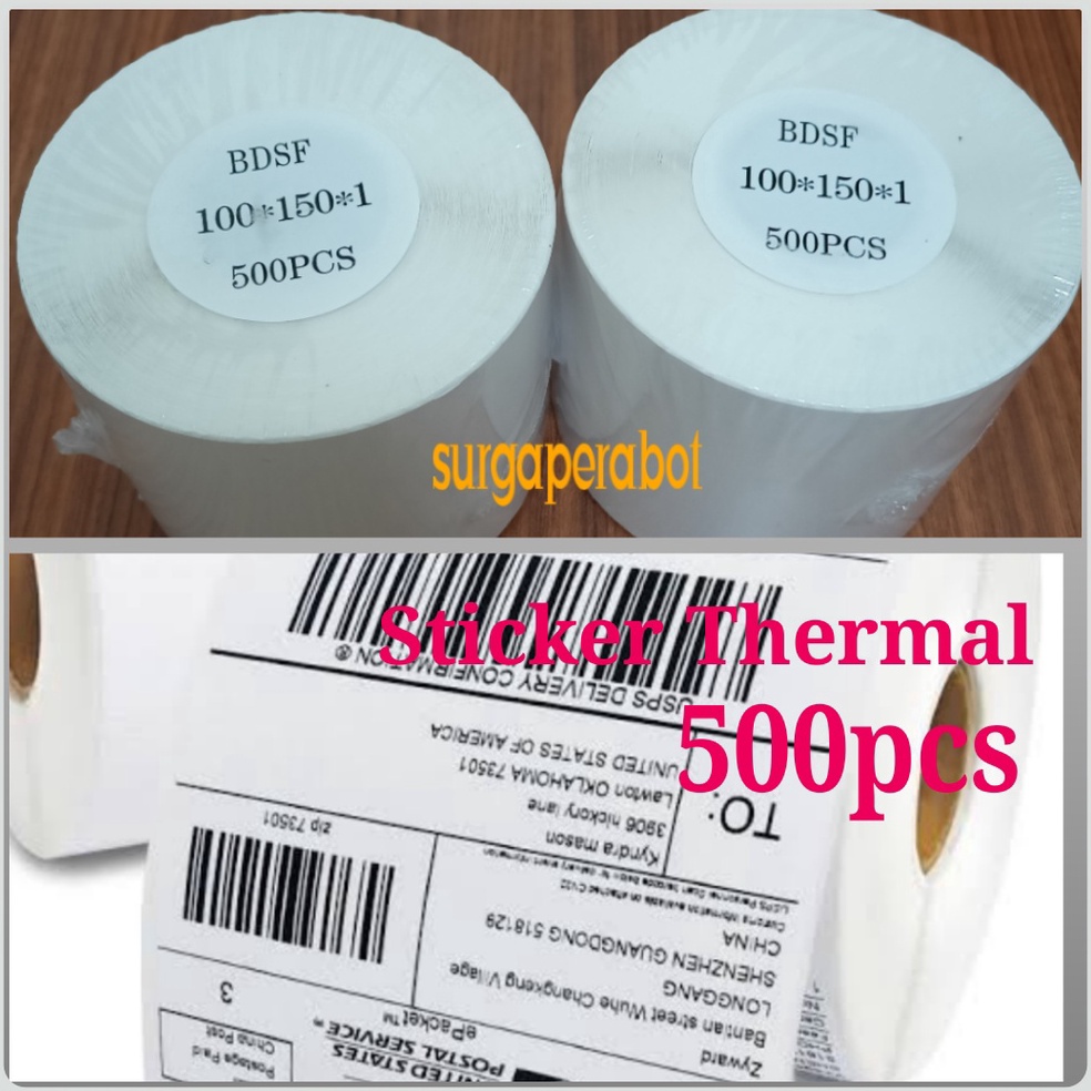 

80 Kertas Sticker Thermal Label Barcode 500 pcs 100x150 / 10x15 cm Stiker ✭Terkini