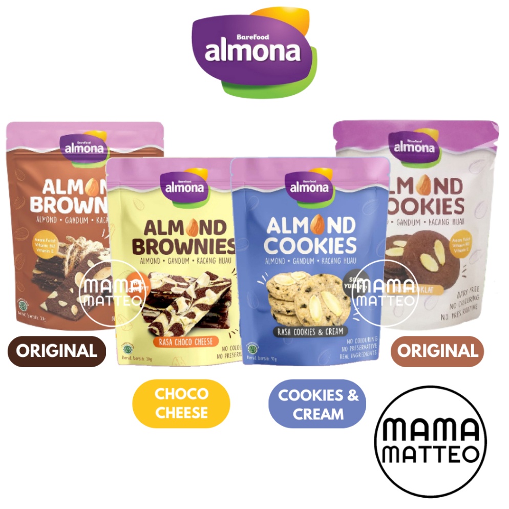 Super deald2D7p BAREFOOD ALMONA Almond Cookies Original Cookies & Cream 90gr & Brownies Original Cho