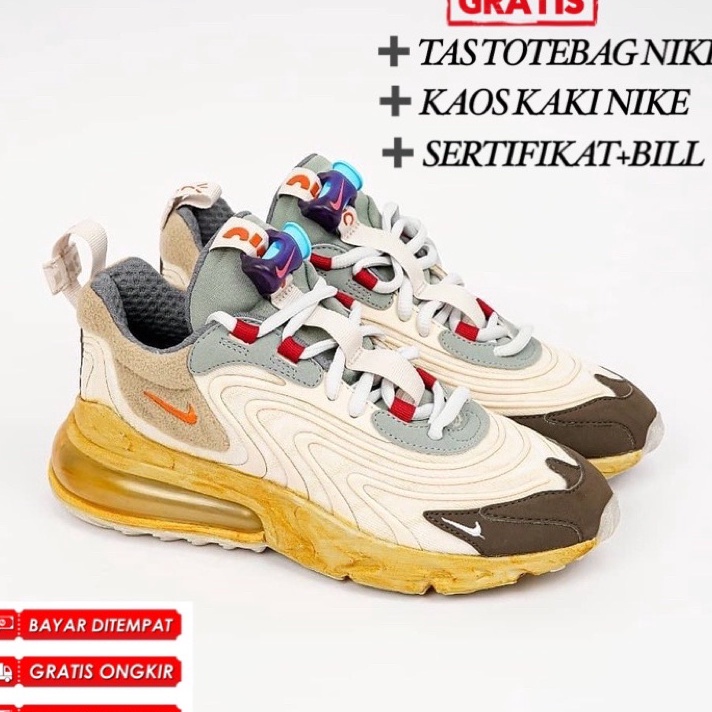 Paling Laku PREMIUM ORIGINAL AIRMAX 270 REACT TRAVIS SCOTT BROWN GREY CACTUS JACK