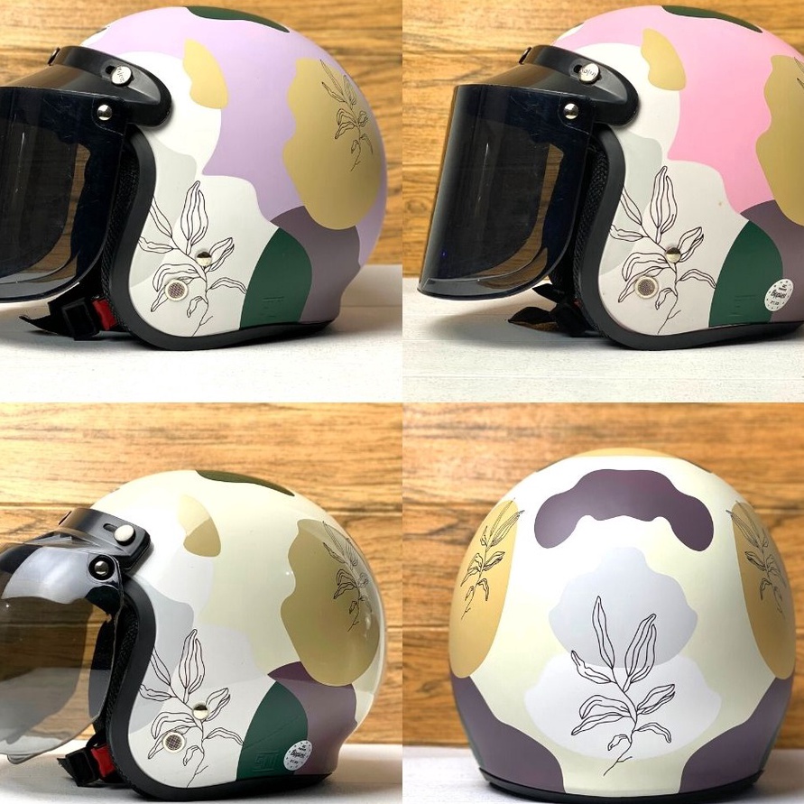 Star Seller!! HELM BOGO RETRO DEWASA WANITA CEWEK FULL LEHER AESTHETIC.