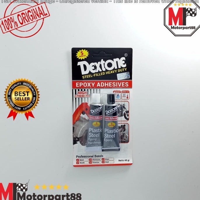 

LEM BESI EPOXY ADHESIVES CAMPUR HITAM PUTIH DEXTONE 5 MENIT ASLI 48GR Best Seller