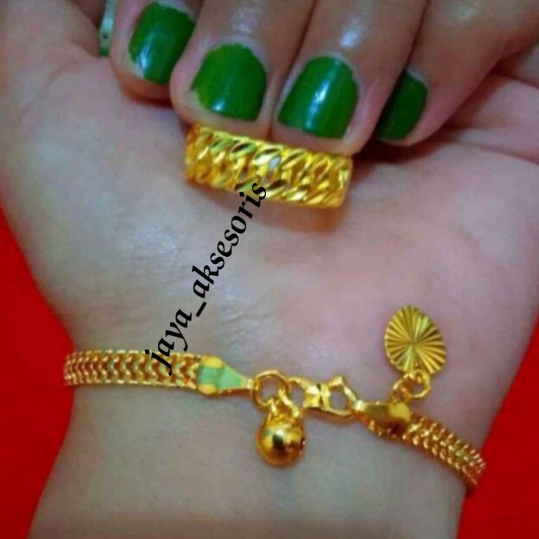 OrderG1s6R gelang titanium motip tikar free cincin coin logam asli lapis emas 24k