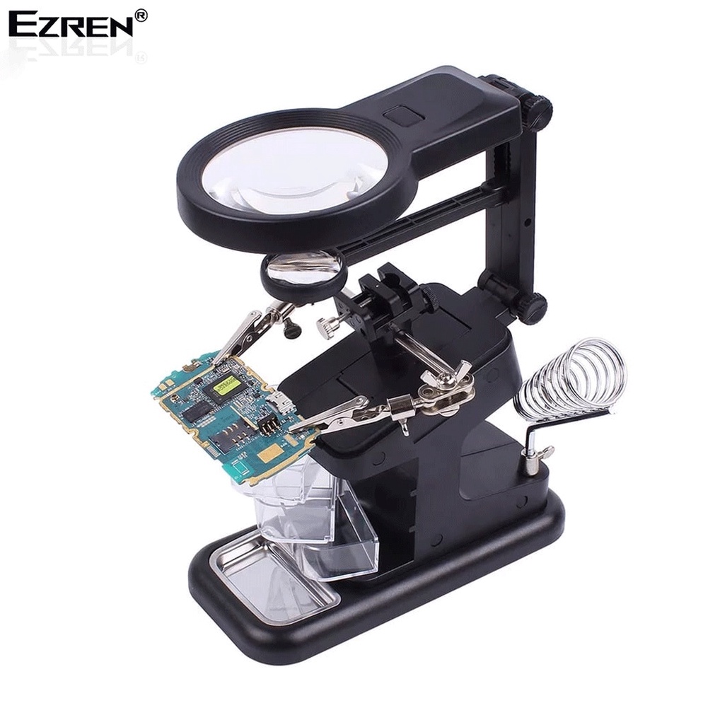 VIRAL Ezren TE-803 Kaca Pembesar Dudukan Stasiun Magnifier LED Light Clamp