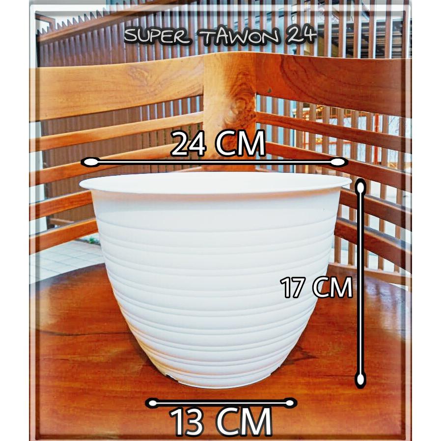 Populer Pot Tawon 24 Cm Putih - Pot Tawon Pot 25 Plastik 25Cm Vas Bunga Pot Putih Pot Adenium Bonsai