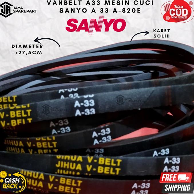 (:(:(:(] Vanbelt A33 Mesin Cuci Sanyo Sharp Fan Belt Panbel Fanbelt A 33 A-820E
