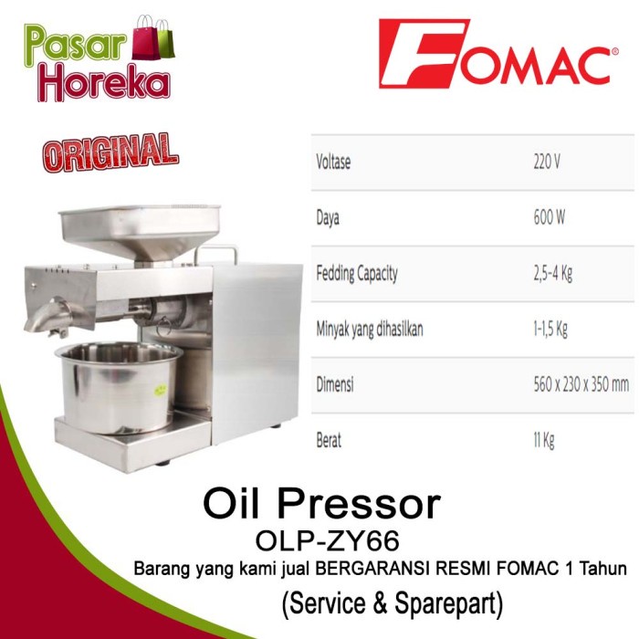 Terlaris Mesin Pemeras Minyak Biji-Bijian / Oil Pressor Olp-Zy66 / Fomac