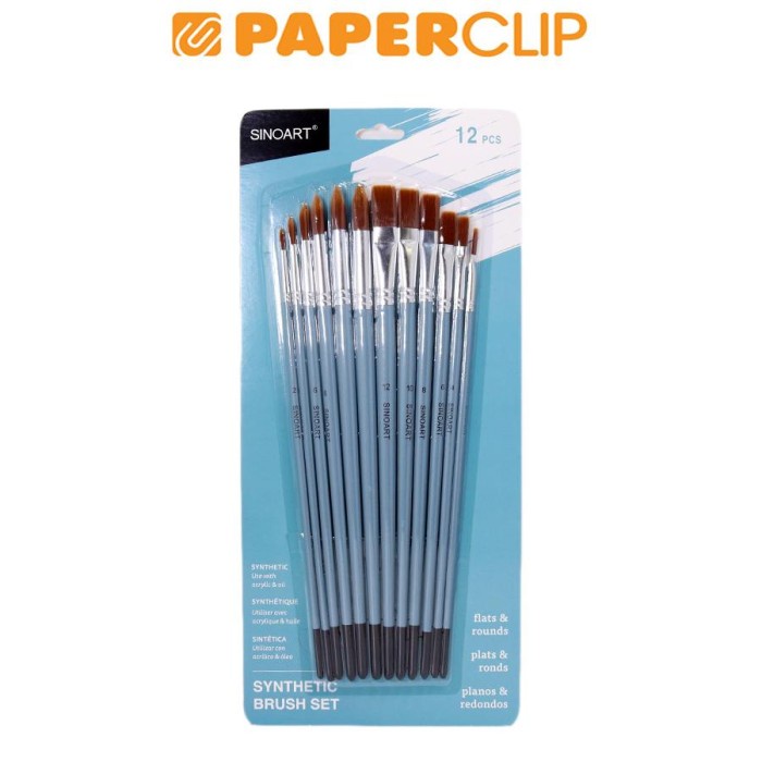 

Terlaris Kuas Lukis Sinoart Nylon Brush Set 12Pcs Sfb0268