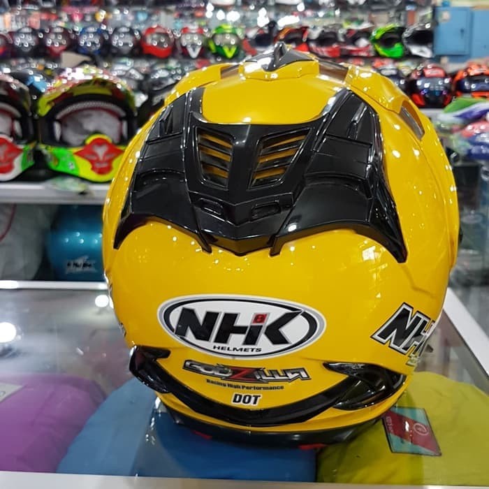 Helm Nhk Godzilla Yellow Glossy Kuning Solid Double Visor