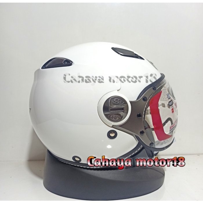 Helm Kyt Elsico White SolidKyt Retro Half Face Putih
