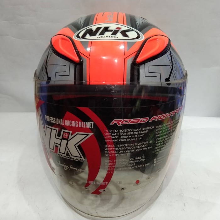 Helm Nhk R6 Se Tec Tron Orange Flou Silver Helm Half Face