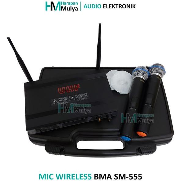 Mic Microphone Wireless Uhf Mik Pegang Genggam Dan Koper Bma Sm-555 - Sm555