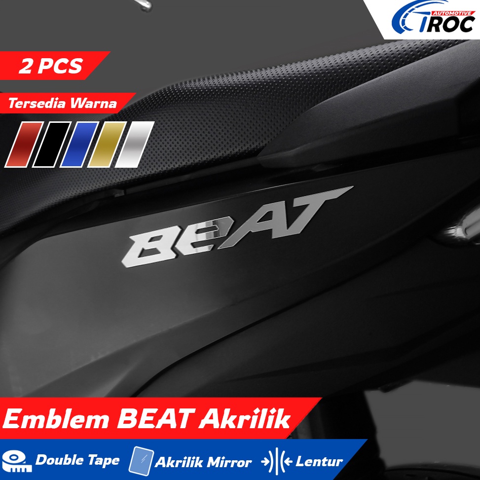 ｀ pj 2PCS EMBLEM BEAT LOGO BEAT TIMBUL MIROR 3D EMBLEM BEAT JEPANG AKSESORIS BEAT VARIASI BEAT STRIP