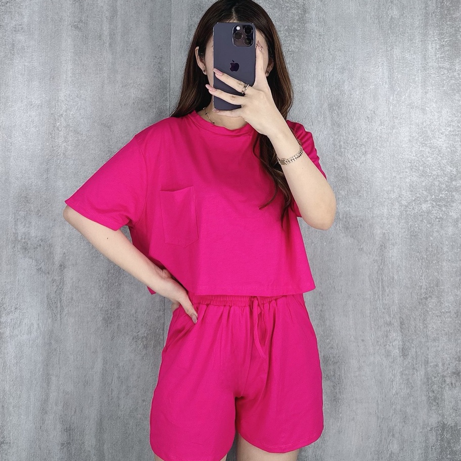 Best Terlaris One set crop pocket| setelan crop kantong