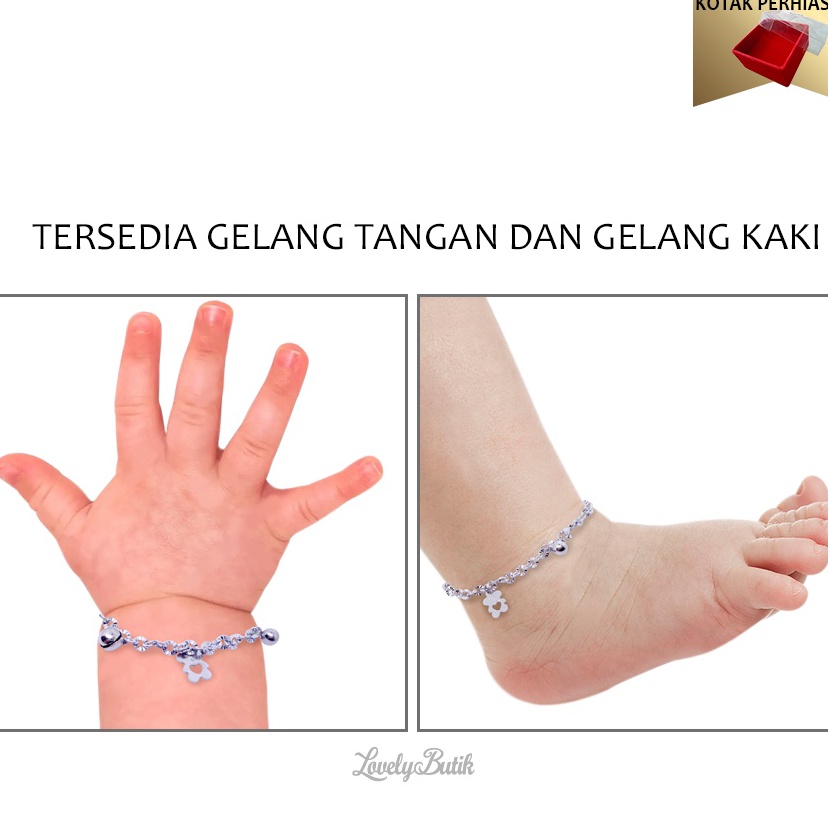 GKCJ3925  Lovelybutik Gelang Kaki Bayi Kerincing Titanium Bear Kecil Gelang Tangan Baby Perempuan La