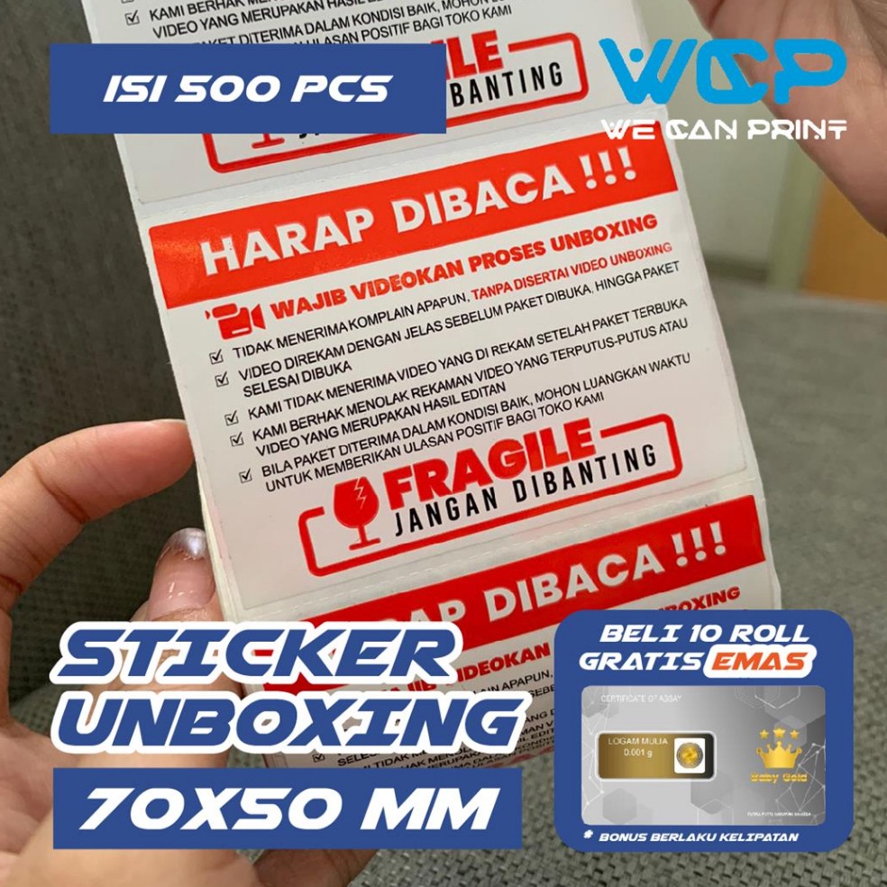 

SXHY0581 [ 500 PCS ] Label Sticker FRAGILE Wajib Video Unboxing Stiker Jangan Dibanting Online Shop