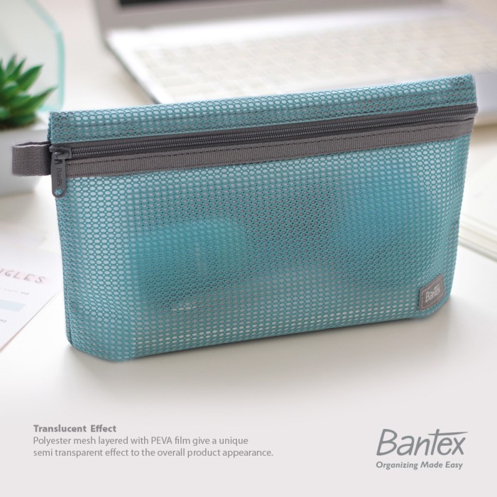 

Bantex Sky Blue Zipper Storage Pouch Handbag Pencil Case #8108 23