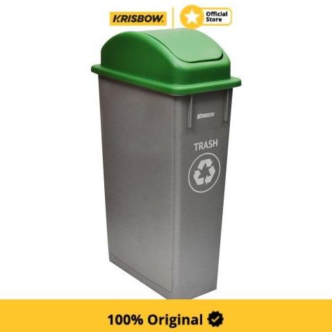 Krisbow Dust Bin Tempat Sampah Plastik Tutup Ayun 90 Ltr-Abu