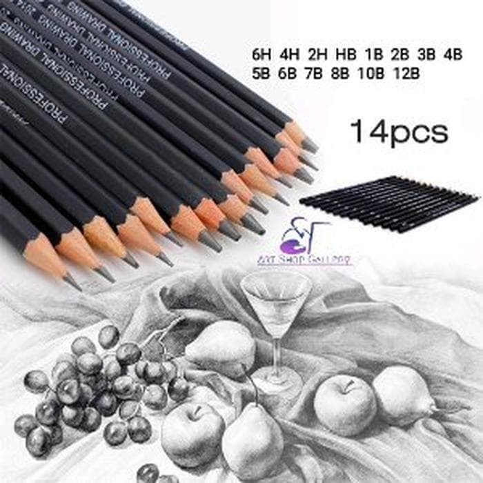 

Set Pensil Sketsa Drawing Graphite Professional Pencils Charcoal 14pcs
