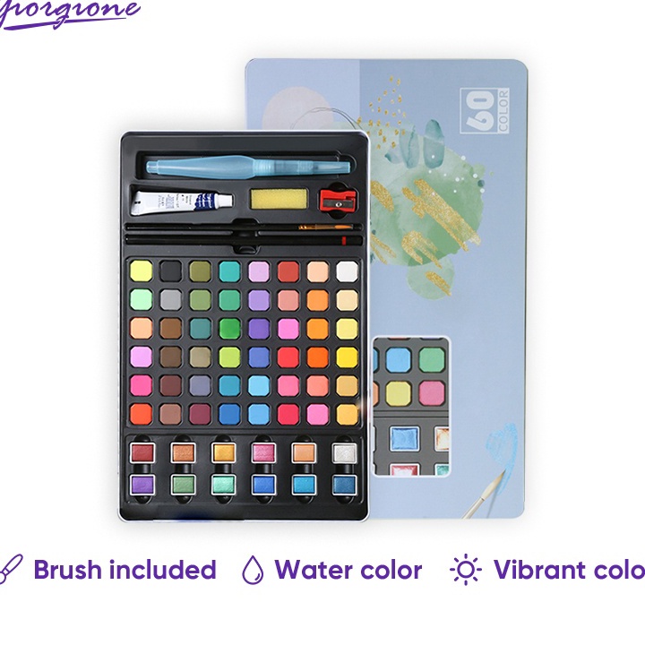 

STR249 Giorgione Cat Air Solid Watercolor Paint Set Pearlescent Pigment 60 Warna Alat Cat Air Lukis Anak ZG-60 +