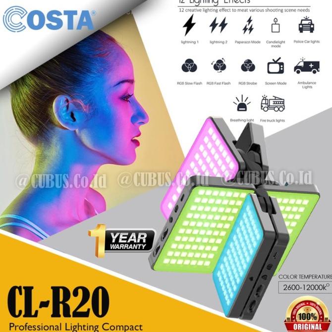 BARU  COSTA CL R20 RGB Flod 20 Watt LED Video Studio Lighting Lampu Compact