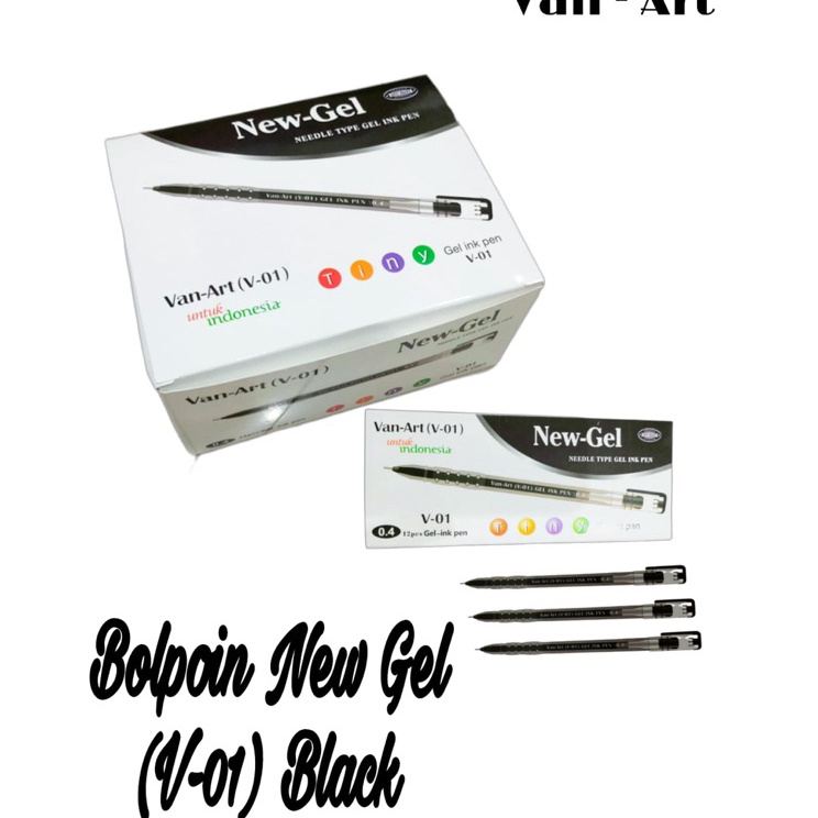 

CSBC8503 Bolpoin New Gel Van-Art V-01 HITAM (1kotak 12pc), bolpen, gelpen, newgel