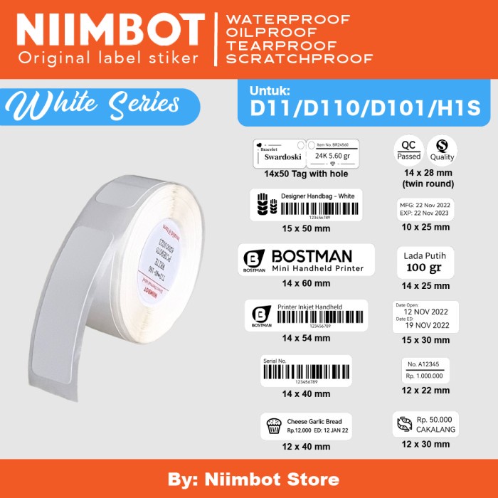 

Bestseller Thermal Label Printer Sticker Niimbot D11 / D110 Refill Label - White