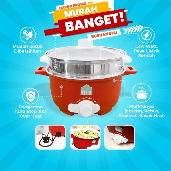 Alat Masak Panci Listrik Original Pot Multfungsi Anti Lengket Keramik Serbaguna