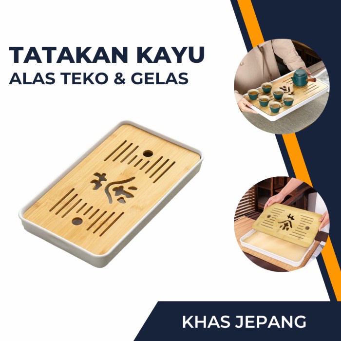 Tatakan Kayu Alas Teko Gelas Teh China Chinese Wooden Tea Tray Unik