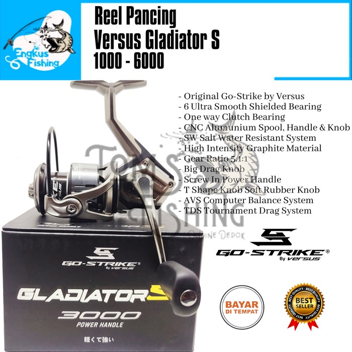 Terlaris Reel Pancing Go-Strike Versus Gladiator S 1000 - 6000 (6 Seal Bearing)