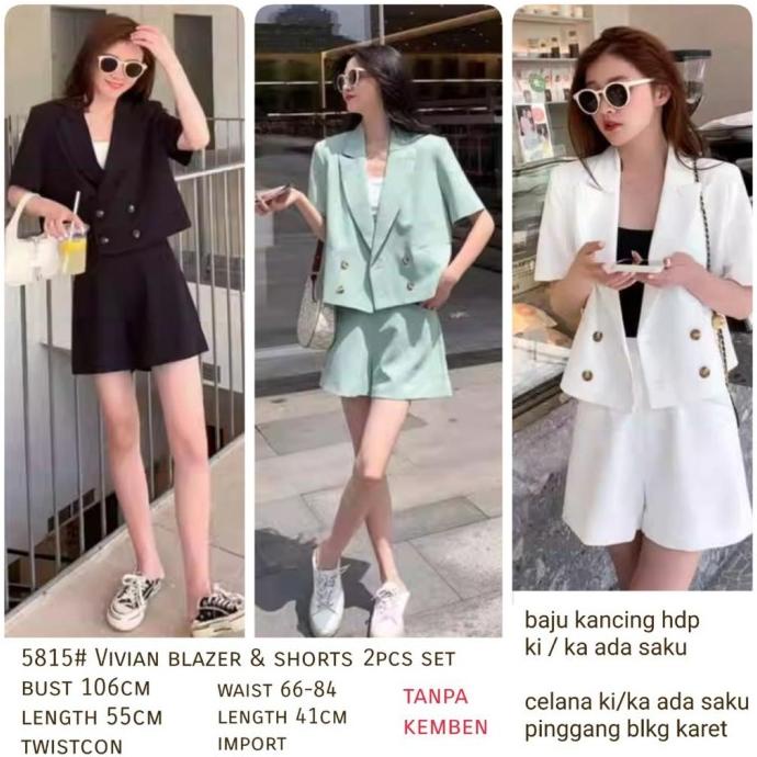Vivian Blazer dan Shorts Set Celana Pendek Import 5815
