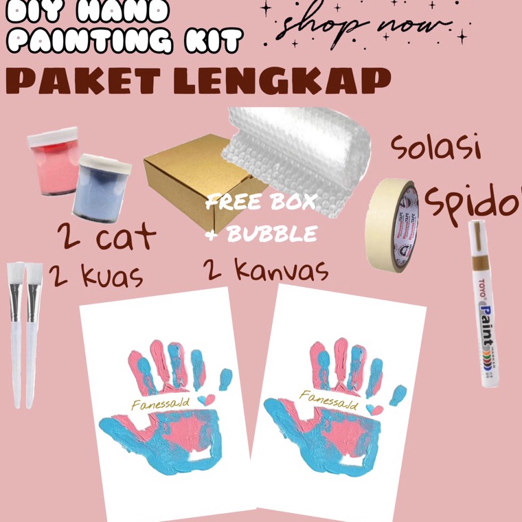 

Good Order (free box) PAKET LENGKAP DIY HAND PAINTING KIT CAP TANGAN KANVAS COUPLE