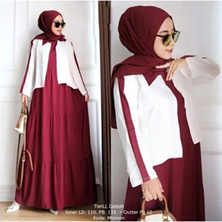 Gamis Terbaru SUASTY SET DRESS BO M L XL Dan XXL Bahan KATUN RAYON Baju Gamis Set Outer Wanita Terba