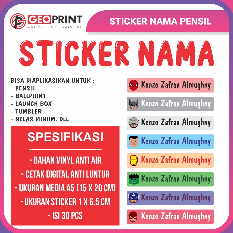 

[IF7] ISI 30 PCS STICKER NAMA ANAK SEKOLAH ANTI AIR BAHAN VINYL UNTUK PENSIL TEMPAT PENSIL | UNTUK KOTAK PENSIL DAN LAINNYA UKURAN KERTAS A5 nikbq