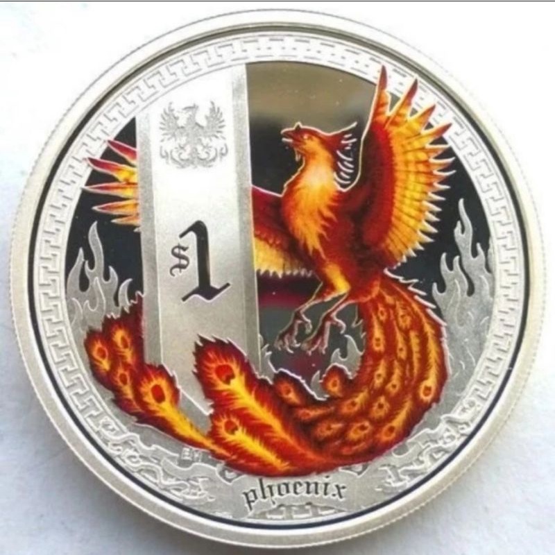 Tuvalu Seri Mycthical Phoenix 2013 warna - 1 oz silver coin