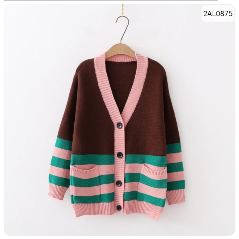 MALIKIN CARDIGAN POCKET TWO RAINBOW