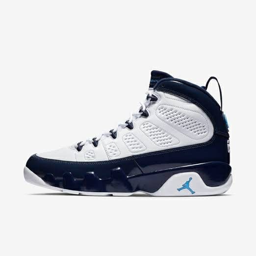 DISKON SEPATU JORDAN 9 RETRO UNC UNIVERSITY WHITE BLUE BASKET BALL PREMIUM ORIGINAL BIG SIZE JUMBO