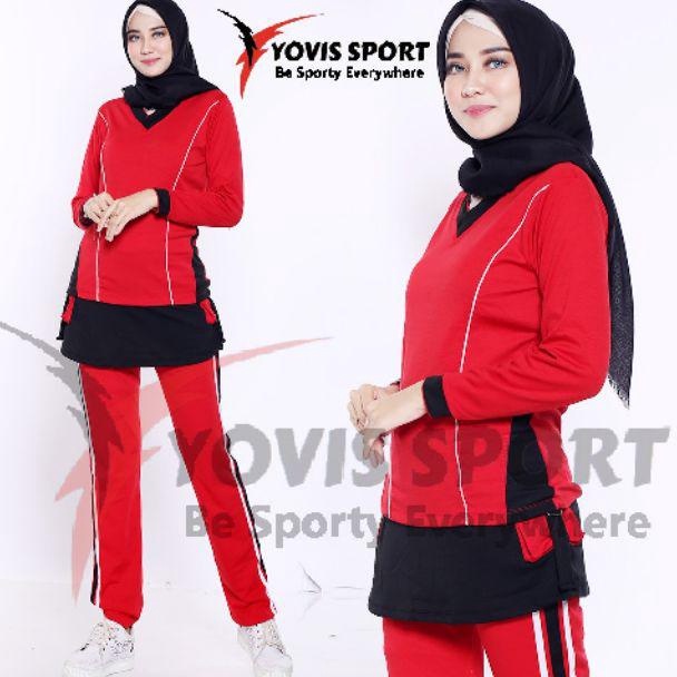 TERLARIS Setelan baju olahraga senam wanita muslimah / aerobik /celana zumba /yoga Yovis Sport / set