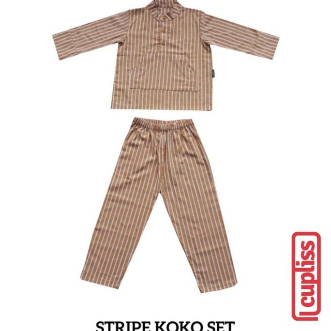 Little Palmerhaus Stripe Koko Safron Baju Koko Anak