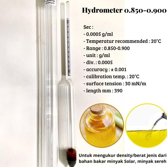 Hydrometer solar Baume Density scala 0.800-0.900 Alat Ukur solar