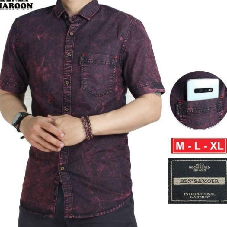 ☇✯✱ kemeja Denim Levis Pria Lengan Pendek Ben's & More
