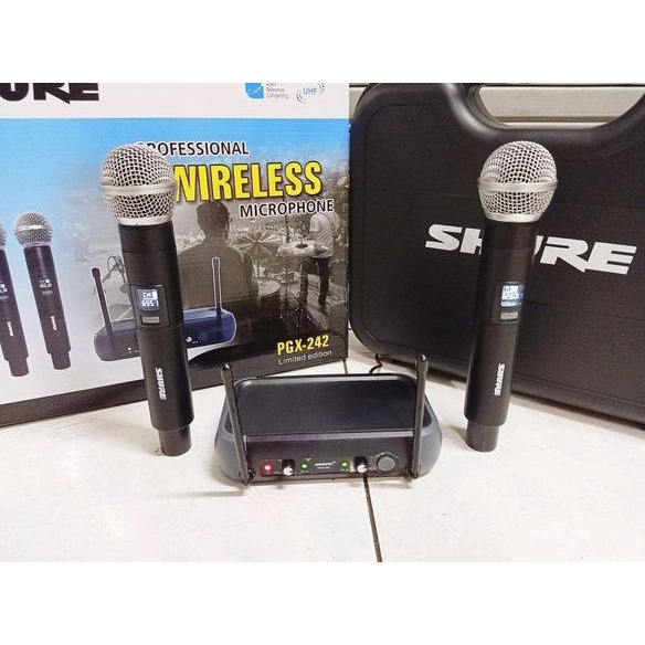 HARGA DISKON MIC WIRELESS SHURE PGX 242 DUAL CHANNEL MIC PEGANG
