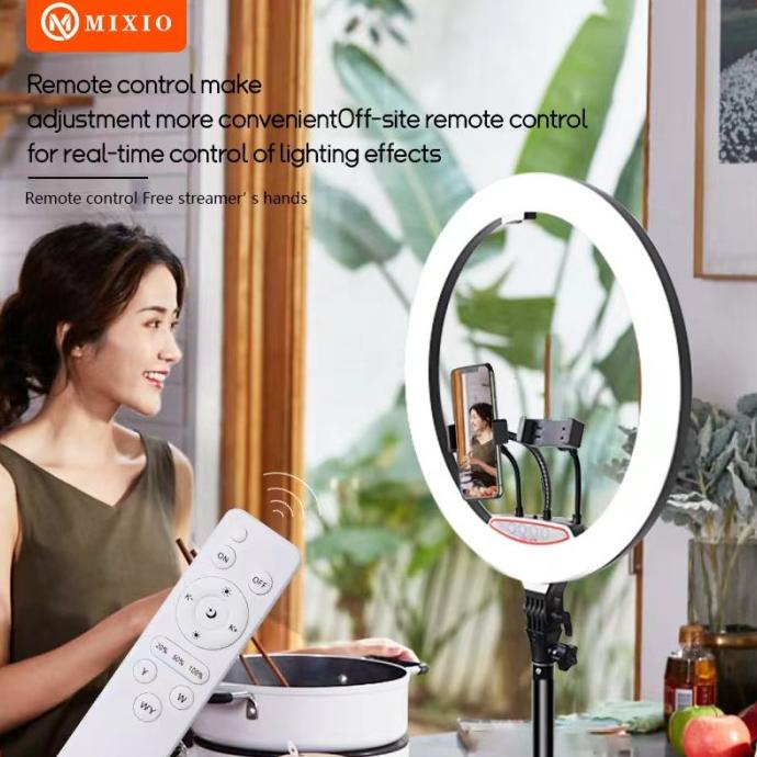 MIXIO Ring Light 45cm + Light Stand Tripod 2M with 3 Holder HP & Remot